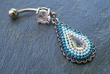 Blue Ombre Beaded Belly Button Rings