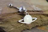 Glow In The Dark Saturn Belly Ring