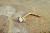 Opal Rose Gold Nose Ring Nose Piercing White Opal L Bend Nose Ring