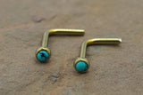 18g 20g  Turquoise Titanium Gold Nose Stud L Bend Nose Ring