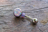 Purple Opal Belly Button Jewelry Ring Synthetic Opal
