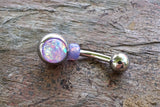 Purple Opal Belly Button Jewelry Ring Synthetic Opal
