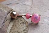 Pink Opal Rose Gold Belly Button Ring Prong Set