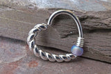 16 Gauge Braided Silver Daith Rook Heart Hoop Ring Daith Septum Hoop