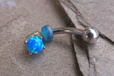 Blue Opal Silver Rook Earring Daith Piercing Eyebrow Ring