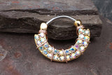Aurora Borealis Gold Daith Piercing Rook Earring Hoop Gold Clicker