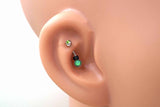 Green Opal Silver Rook Earring Daith Piercing Eyebrow Ring