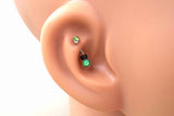 Green Opal Silver Rook Earring Daith Piercing Eyebrow Ring