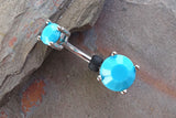 Turquoise Blue Prong Set Silver Belly Button Ring