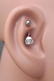 White Rose Rook Earring Daith Piercing Eyebrow Ring