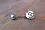 White Rose Rook Earring Daith Piercing Eyebrow Ring