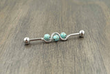 Turquoise Blue Silver Industrial Barbell Scaffold Piercing