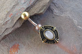 Rose Quartz Gold Belly Button Ring