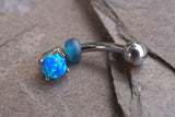 Blue Opal Silver Rook Earring Daith Piercing Eyebrow Ring