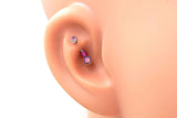 Pink Opal Silver Rook Earring Daith Piercing Eyebrow Ring