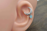 Silver Moon and Star Stud Cartilage Earring Piercing 16g