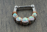 16 Gauge White Fire Opal Septum Clicker Daith Earring Rook Earring