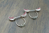 Pink Angel Wing Nipple Barbell Jewelry