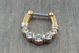 Clear Crystal Gold Septum Ring Clicker Daith Ring Rook Earring