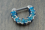 SALE - Aqua Blue Daith Hoop Rook Earring Clicker Septum Clicker Ring