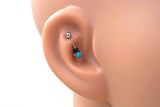Turquoise Blue Prong Set Silver Rook Earring Daith Piercing Eyebrow Ring