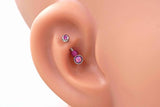 Pink Opal Silver Rook Earring Daith Piercing Eyebrow Ring