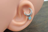 Silver Moon and Star Stud Cartilage Earring Piercing 16g