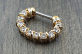 16 Gauge Gold and CZ Septum Clicker Daith Clicker Rook Hoop