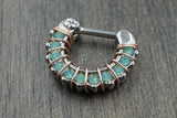 16 Light Mint Green Opalite Daith Hoop Rook Earring Clicker Septum Clicker Ring