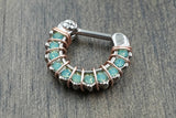 16 Light Mint Green Opalite Daith Hoop Rook Earring Clicker Septum Clicker Ring