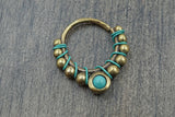 14 Gauge Turquoise Brass Rook Earring Daith Earring Hoop Septum