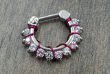 16 Gauge Sparkly Pink and Clear CZ Septum Ring Clicker Daith Ring Rook Earring