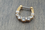 Clear Crystal Gold Septum Ring Clicker Daith Ring Rook Earring