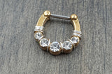 Clear Crystal Gold Septum Ring Clicker Daith Ring Rook Earring