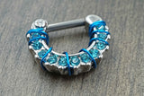 SALE - Aqua Blue Daith Hoop Rook Earring Clicker Septum Clicker Ring