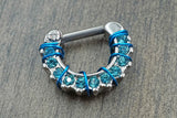 SALE - Aqua Blue Daith Hoop Rook Earring Clicker Septum Clicker Ring