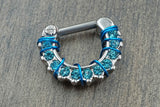 SALE - Aqua Blue Daith Hoop Rook Earring Clicker Septum Clicker Ring