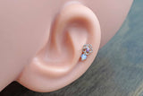 Pink Opal Flower Silver Tragus Cartilage Helix Earring Piercing 16g