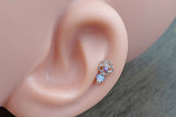 Pink Opal Flower Silver Tragus Cartilage Helix Earring Piercing 16g