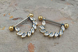 14g or 16g Marquise CZ Gold Nipple Shield Nipple Ring Nipple Piercing