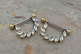 14g or 16g Marquise CZ Gold Nipple Shield Nipple Ring Nipple Piercing