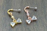 Crystal Bow Beaded Rose Gold Stud Cartilage Hoop Earring Piercing 16g