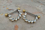 14g or 16g Marquise CZ Gold Nipple Shield Nipple Ring Nipple Piercing