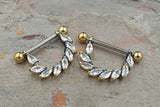 14g or 16g Marquise CZ Gold Nipple Shield Nipple Ring Nipple Piercing