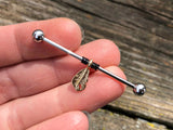 Feather Gold Industrial Barbell 14g 16g Scaffold