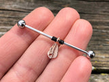 Feather Rose Gold Industrial Barbell 14g 16g Scaffold