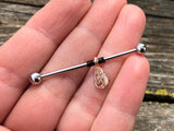 Feather Rose Gold Industrial Barbell 14g 16g Scaffold
