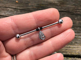 Feather Silver Industrial Barbell 14g 16g Scaffold