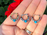 Turquoise Daith Piercing Rook Earring Hoop Silver Gold Rose Gold Clicker