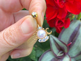 Crescent Moon Pearl Gold Belly Button Ring